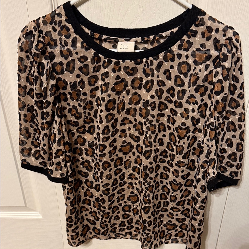 a new day Animal Print Short Sleeve Top